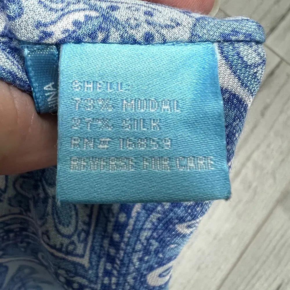 J.McLaughlin Blue Paisley Caprice Silk Handkerchief Dress Cover-up XS/S Small - Picture 6 of 7